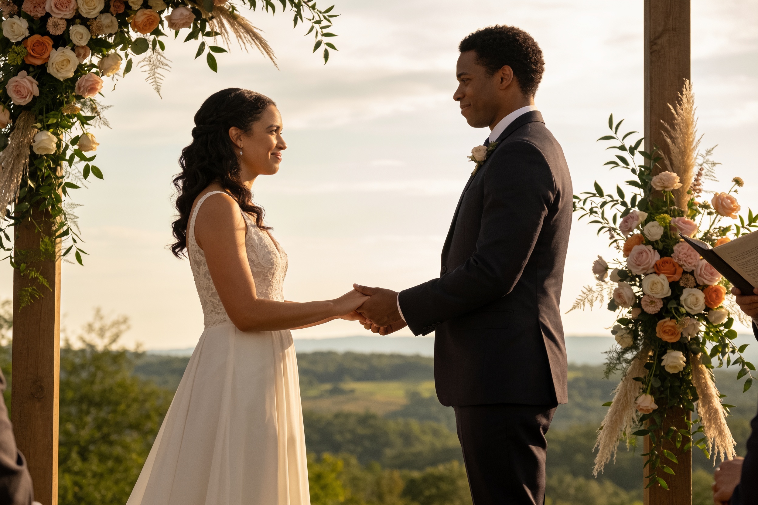 A couple at their wedding ceremony