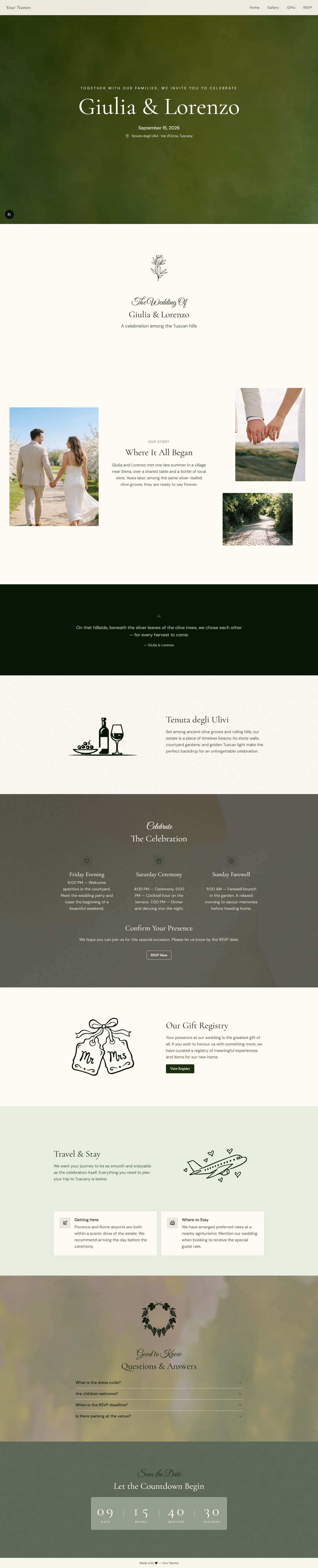 Preview of the Olive Grove template