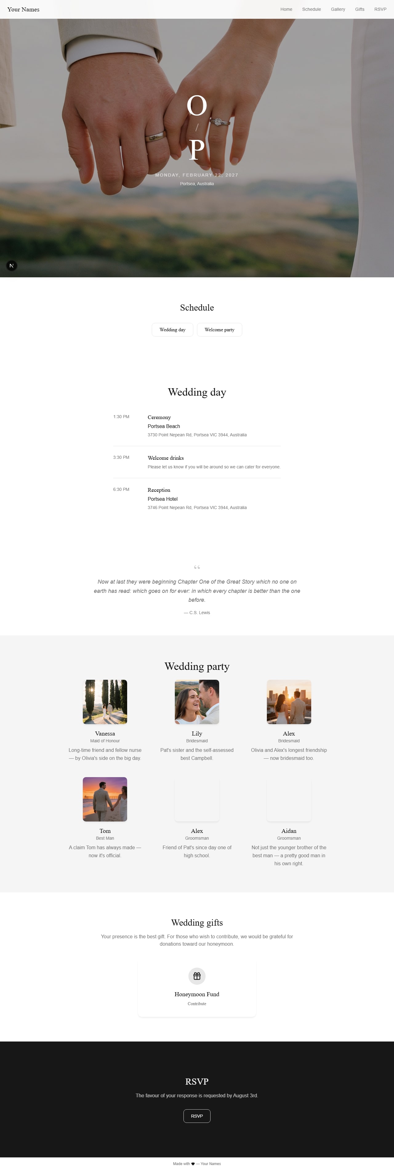Preview of the Say I Do Minimal template