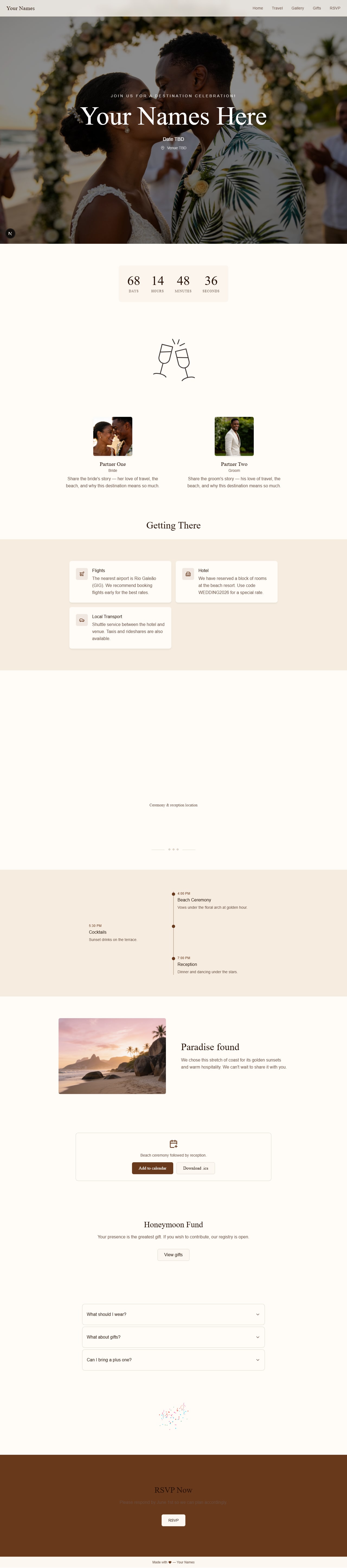Preview of the Travel & Celebration template